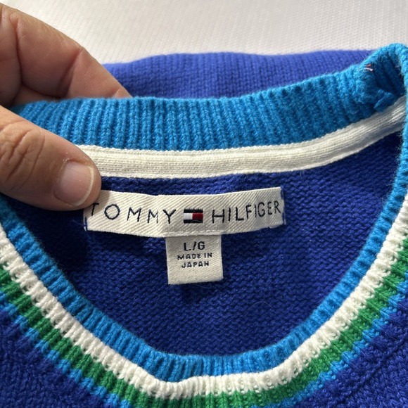 Vintage Women's Tommy Hilfiger Sweater Pullover Sweater  Blue Sz Large Crew Neck - Picture 8 of 10